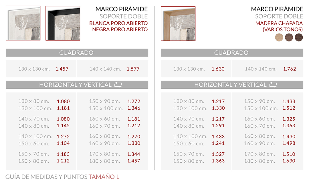 Medidas Marco Pirámide Soporte Doble L